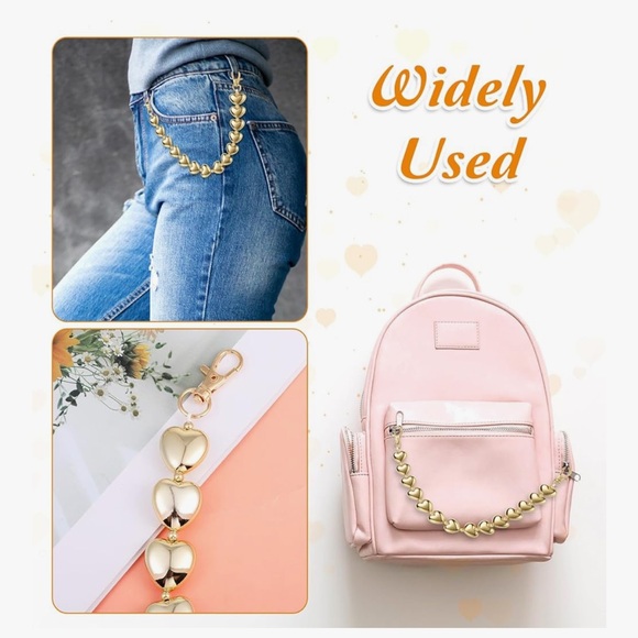 🆕 Heart Purse Chain Charms Metal Shoulder Crossbody Bags Charm Chains - Picture 5 of 7